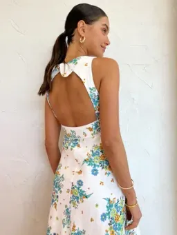 By Johnny Roma Floral Midi Dress In Roma Floral White Size AU 12  for rent on The Volte - image 4
