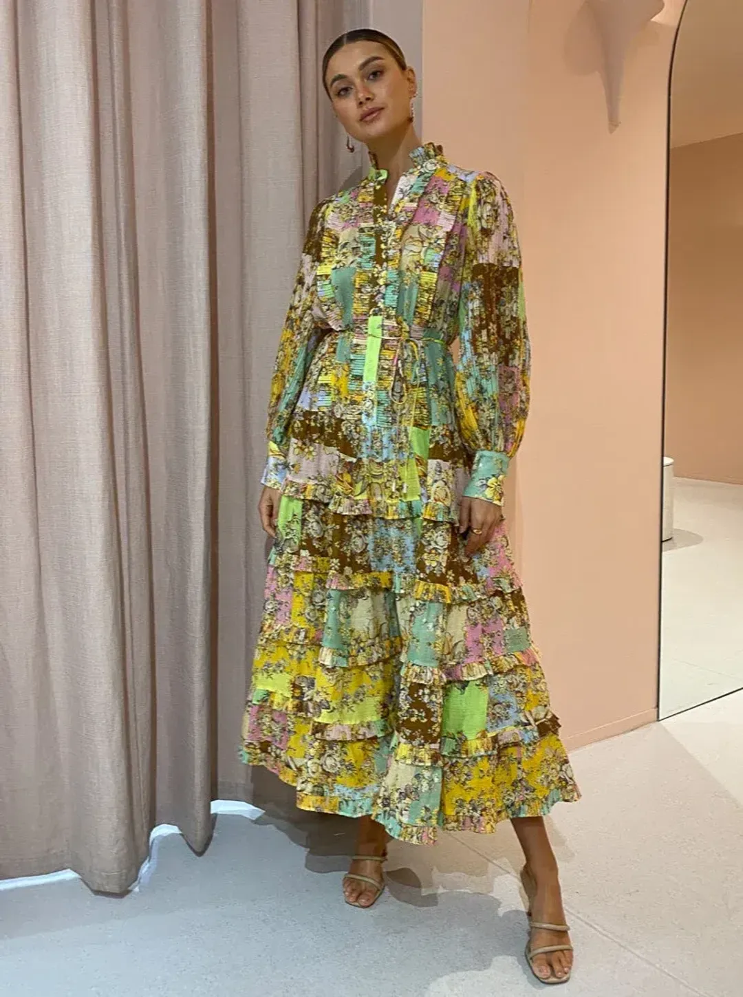 Alemais Matilde Pleat Shirt Dress Multi Size 8 for rent on The Volte - main image