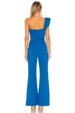 Rebecca Vallance Caspian One Shoulder Jumpsuit Cobalt Blue Size 10 for rent on The Volte - image 3