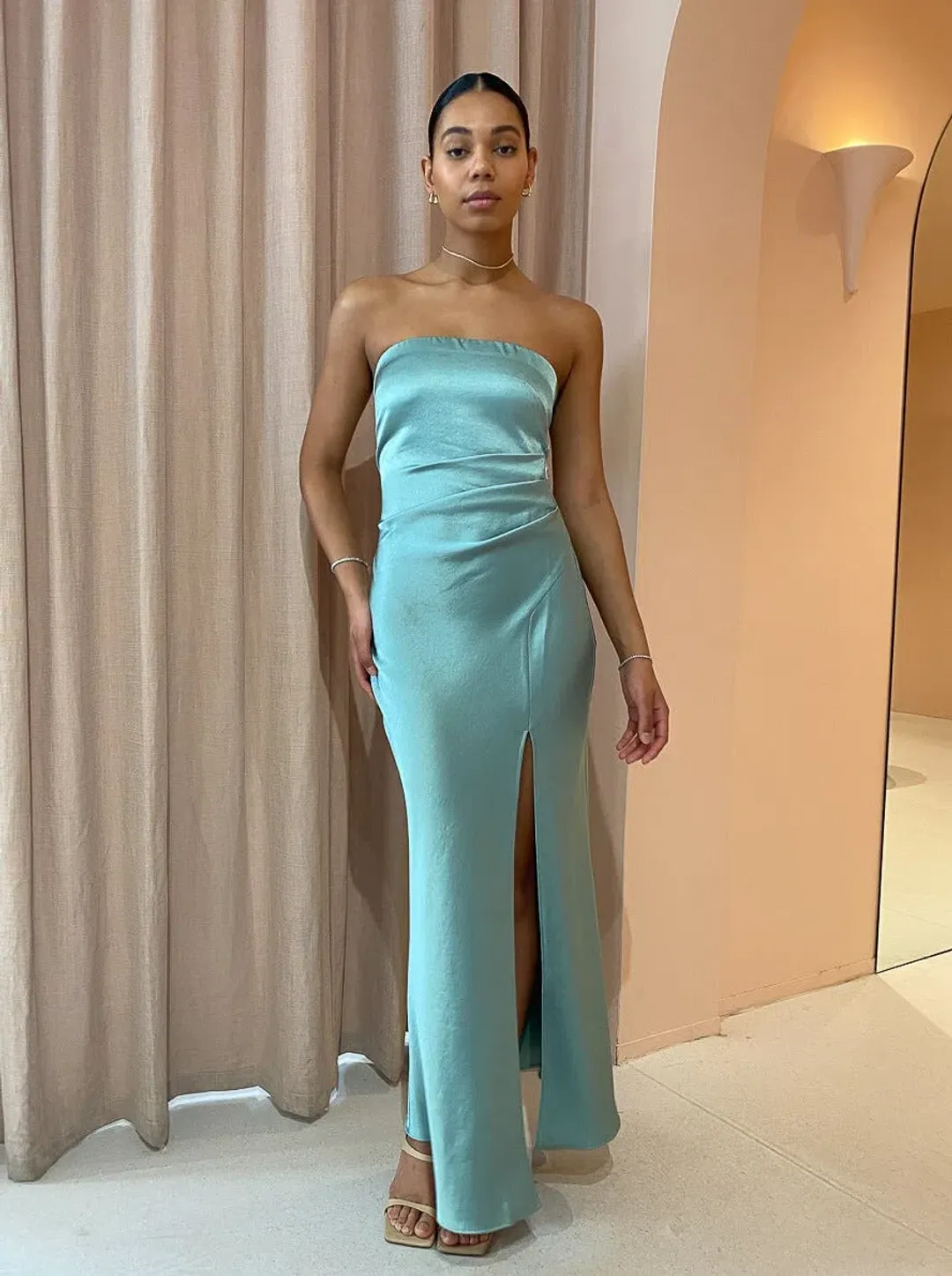 Bec & Bridge Symone Strapless Dress in Moss Green Size 10 / M for rent on The Volte - main image