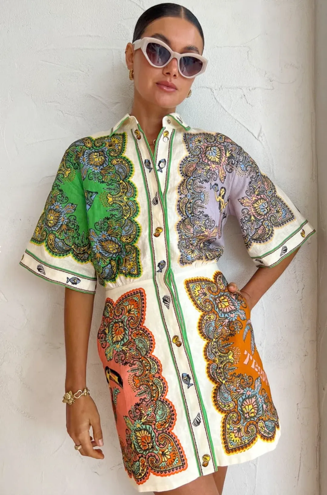 Alemais Trippy Troppo Mini Dress Multi Print Size 10 for rent on The Volte - main image