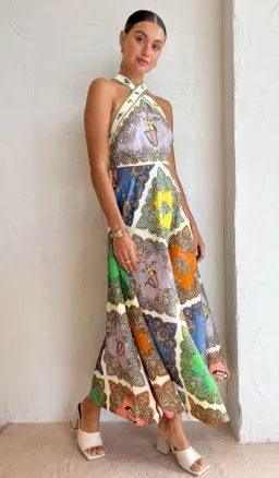 Alemais Trippy Troppo Halter Midi Dress Multi Print Size 8 for rent on The Volte - image 1