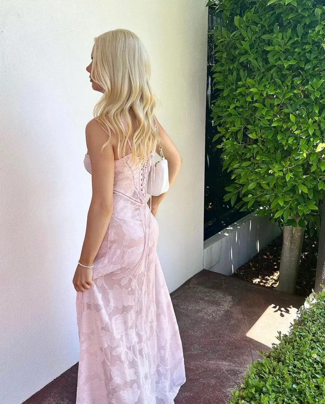 House of CB Seren Corset Lace Back Maxi Dress Pink Size M / Au 10 for rent on The Volte - main image