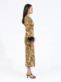 Alice McCall Feather Midi Dress Gold Dust Size AU 6 for rent on The Volte - image 3
