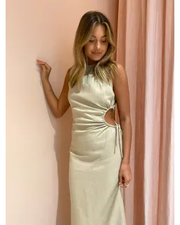 Sir the Label Blanche Cut Out Midi Dress In Bone Size AU 8 for rent on The Volte - image 2