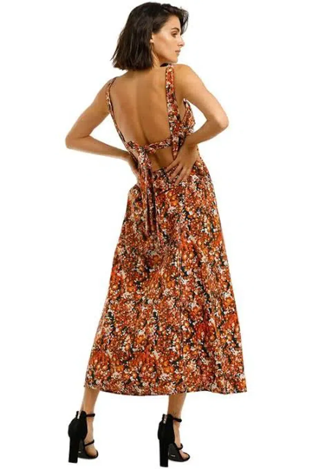 Camilla and Marc Asterid Midi Print Dress Orange Size AU 6 for rent on The Volte - main image
