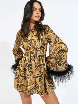 Alice McCall Feather Mini Dress Gold Dust Size AU 6 for rent on The Volte - image 5
