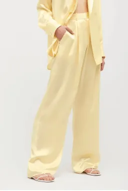 Michael Lo Sordo Relaxed Silk Boy Pant Pale Yellow Size AU 8 for rent on The Volte - image 3