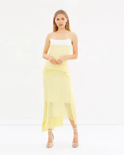 Christopher Esber Waffled Hem Dress Yellow AU 6 for rent on The Volte - image 1