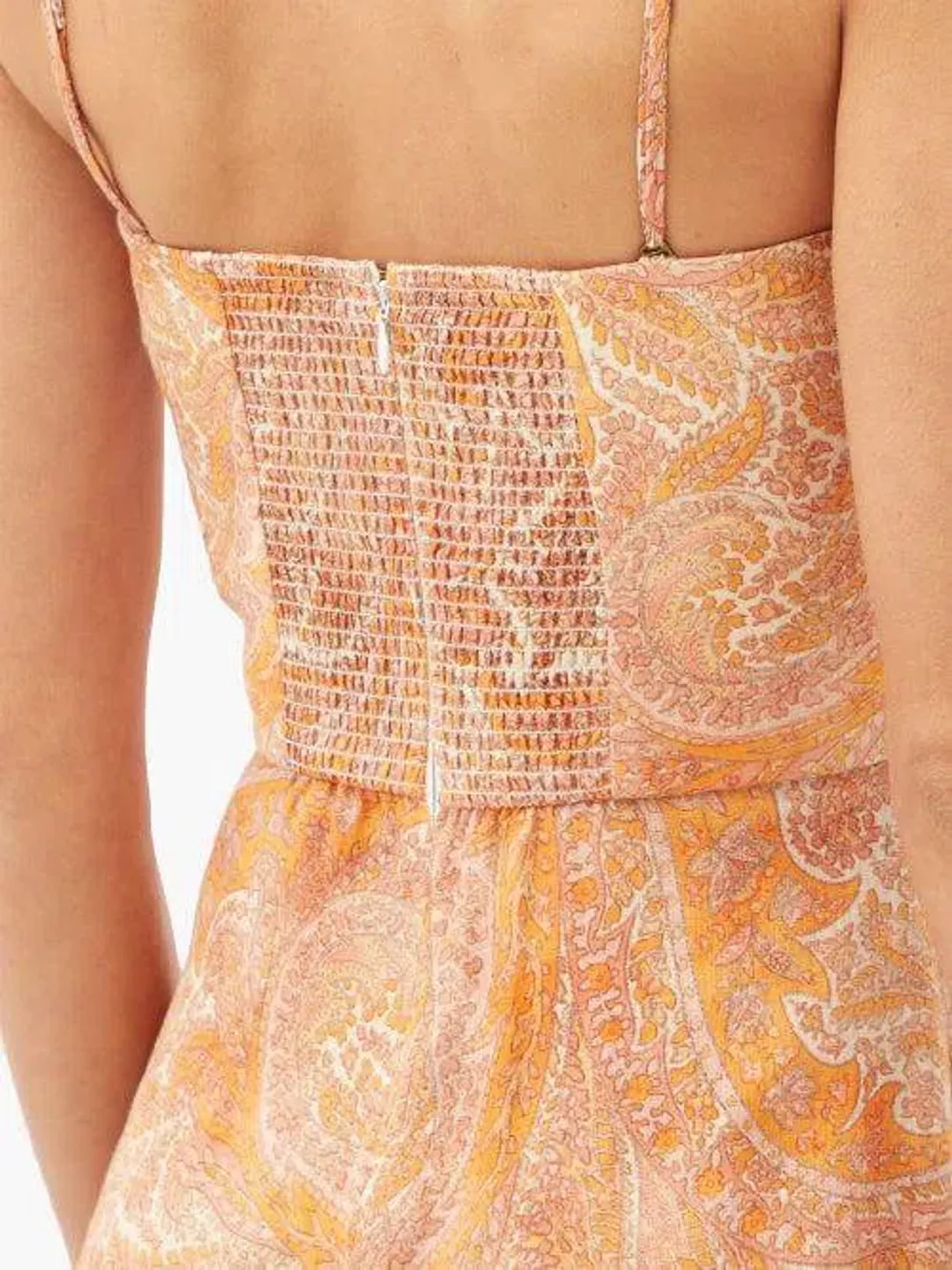 Zimmermann Brighton Tie Waist Midi Dress Tangerine Paisley Size 0 / AU 8 for rent on The Volte - main image