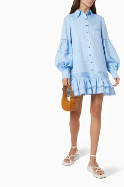 Aje Lotus Shirt Dress Blue Size 14 for rent on The Volte - image 1