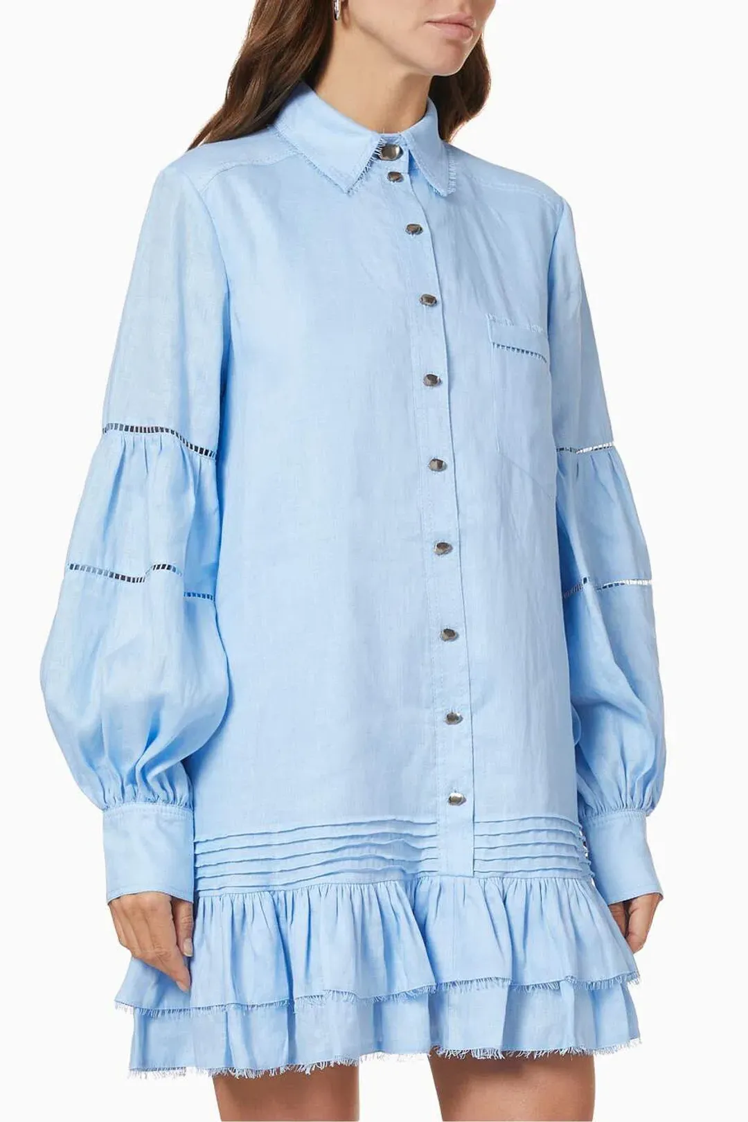 Aje Lotus Shirt Dress Blue Size 14 for rent on The Volte - main image