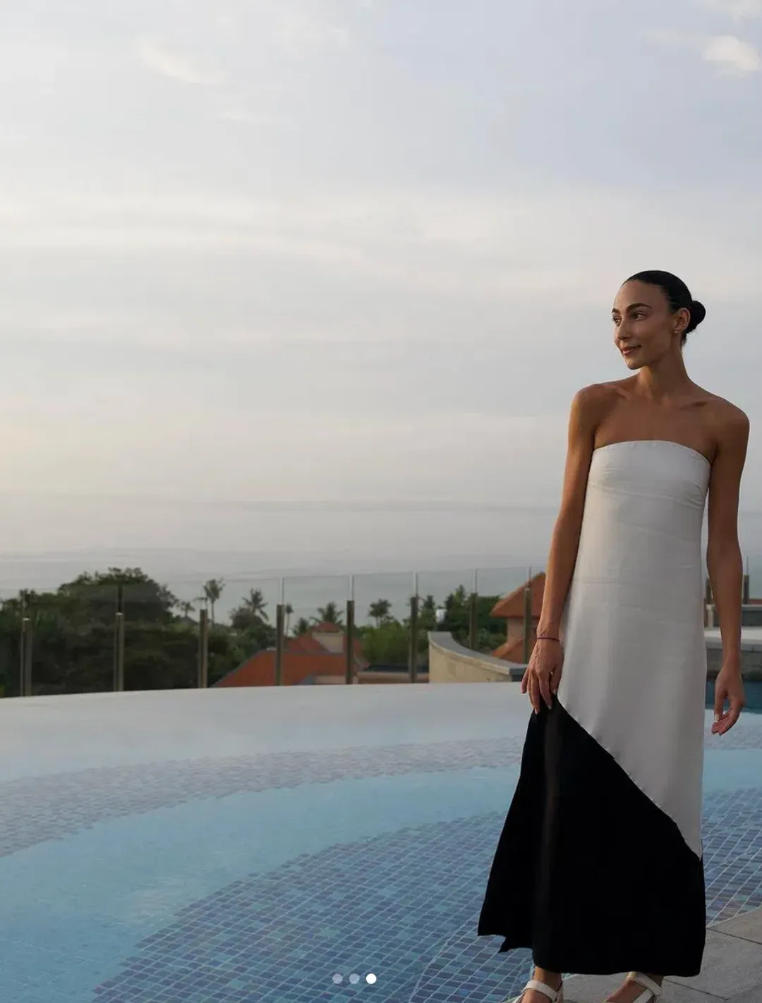 Dissh Taj Pearl and Black Midi Dress White Size 10 for rent on The Volte - main image