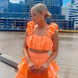 Aje Medina Ruched Cropped Top  Mandarin Size 10 for rent on The Volte - image 4