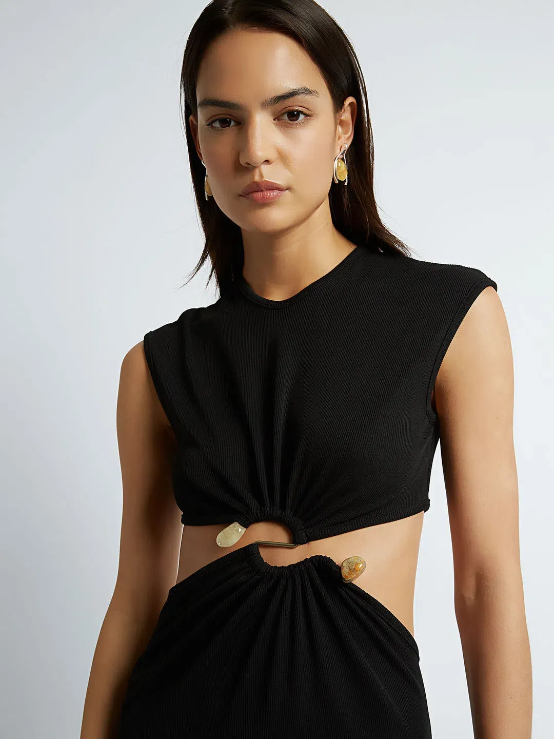 Christopher Esber Distorted Split Quartz Dress Black Size 8 for rent on The Volte - main image