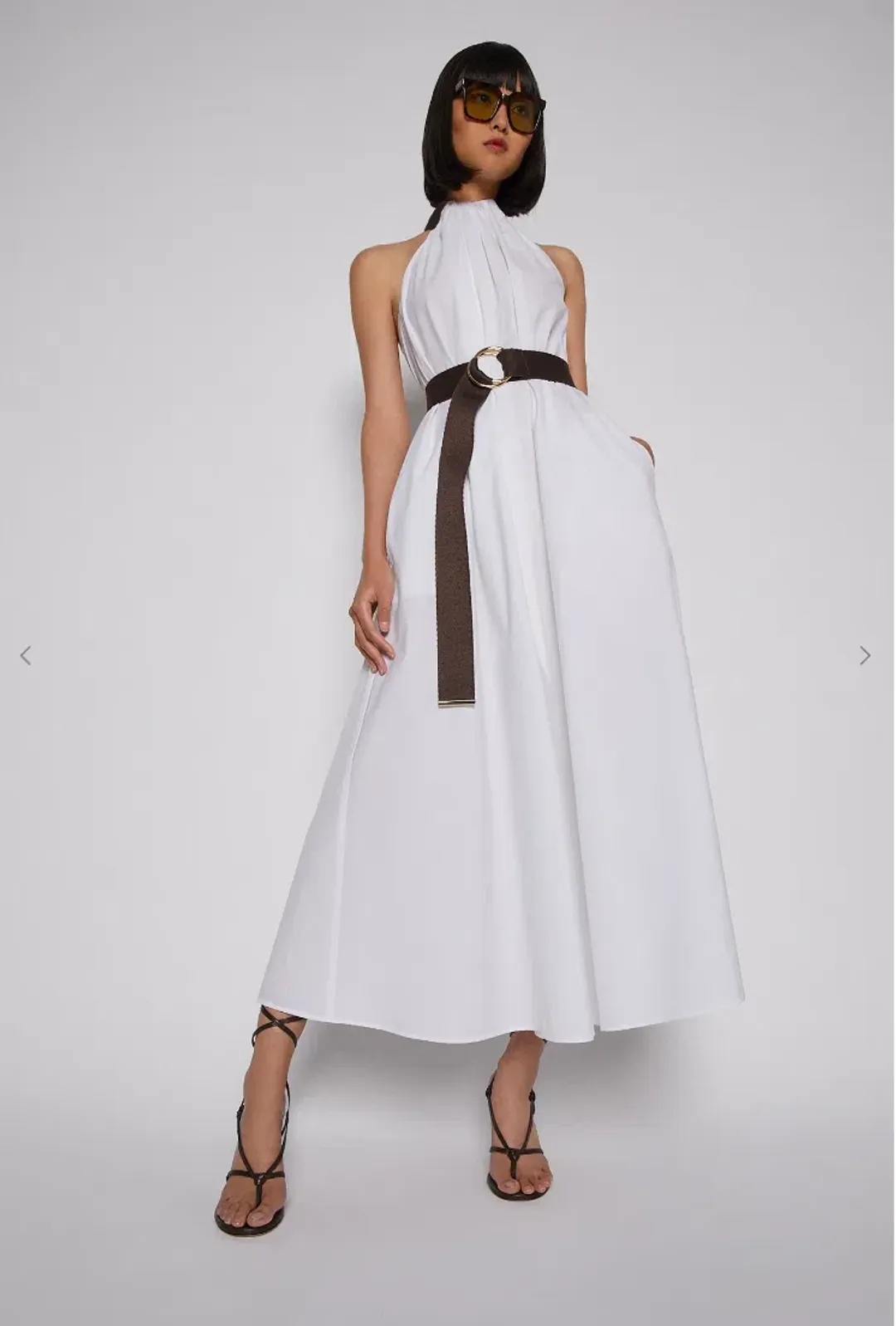 Scanlan Theodore Cotton Strapping Halter Neck Dress White Size 6 for rent on The Volte - main image