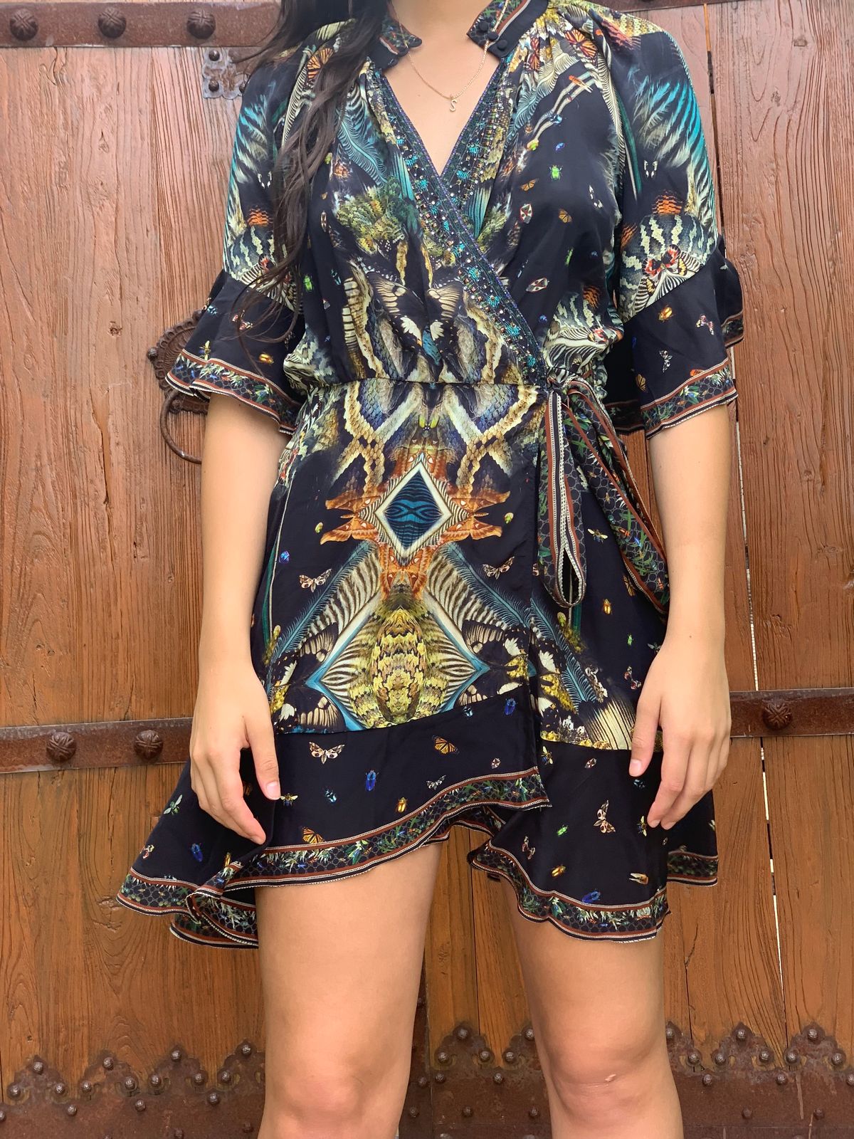 Camilla Maternal Instinct Wrap dress w raglan sleeve size small for rent on The Volte - main image