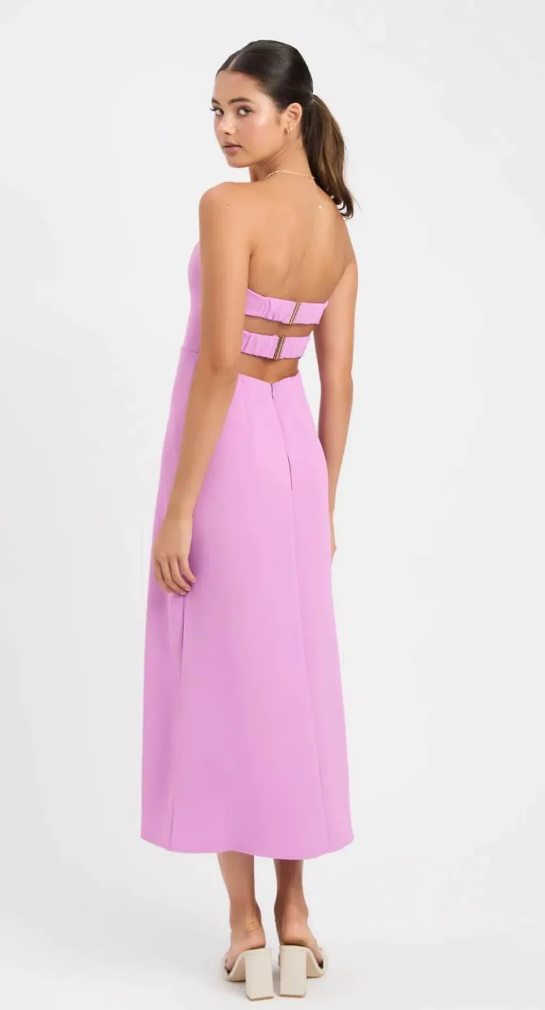 Kookai Alpha Strapless Midi Dress in Violet Size 36 / Au 8 for rent on The Volte - main image