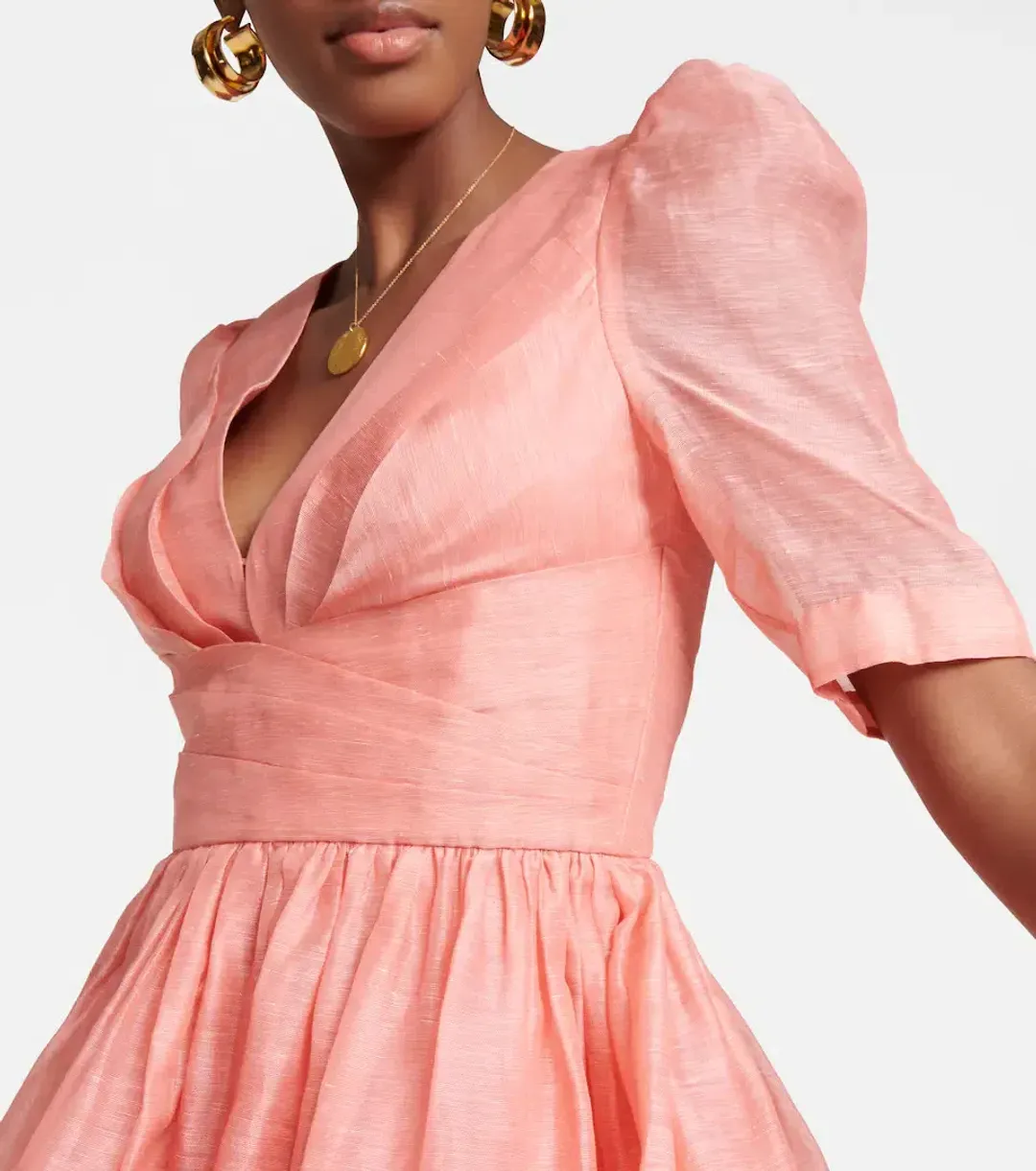 Zimmermann Wonderland Silk Linen Mini Dress Pink Size 1 / Au 10 for rent on The Volte - main image