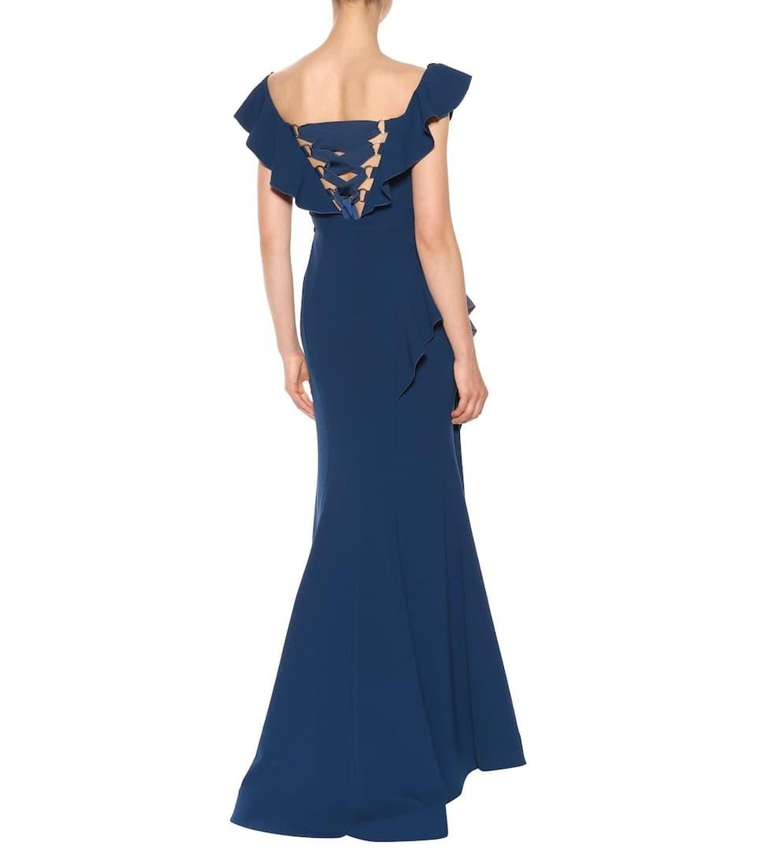 Rebecca Vallance Aegean off-the-shoulder dress navy size 12 for rent on The Volte - main image