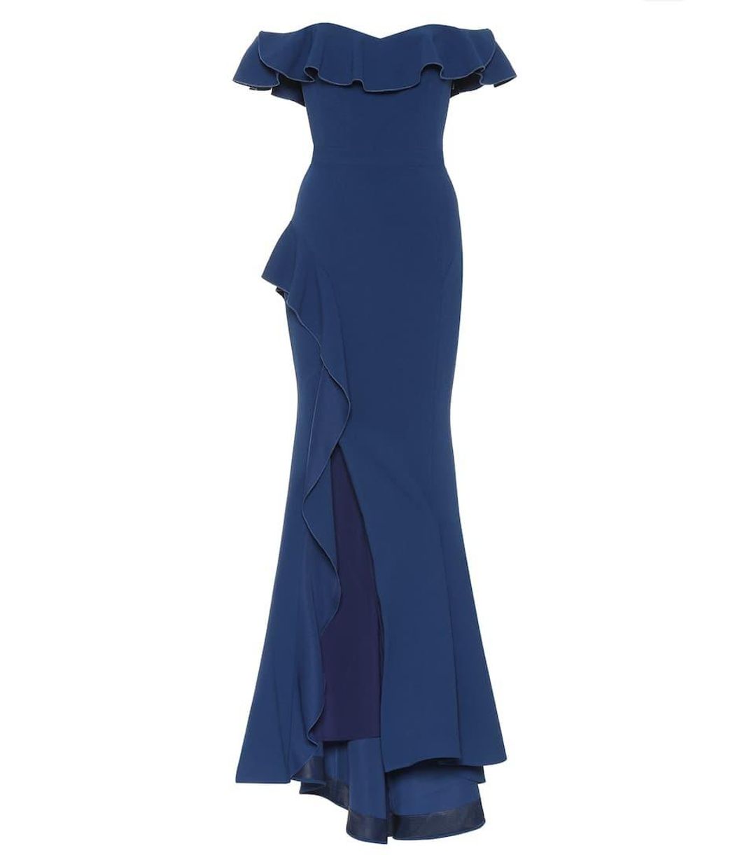 Rebecca Vallance Aegean off-the-shoulder dress navy size 12 for rent on The Volte - main image