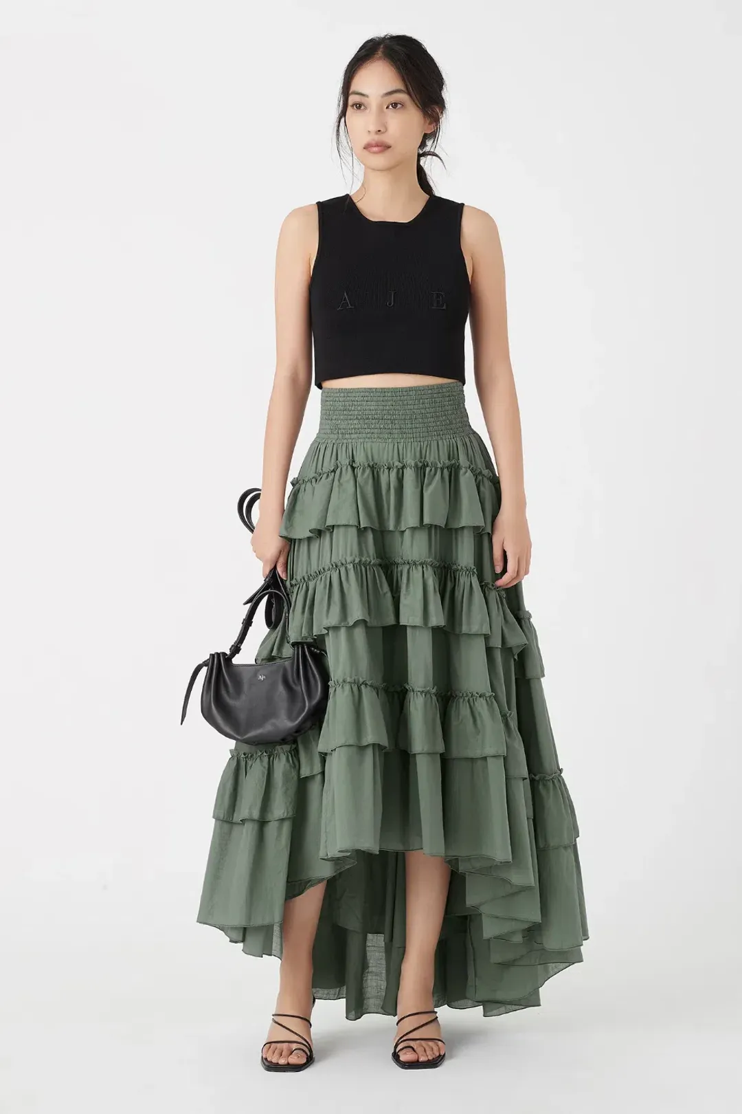 Aje Mimosa El Paso Tiered Maxi Skirt Green Size 8 for rent on The Volte - main image