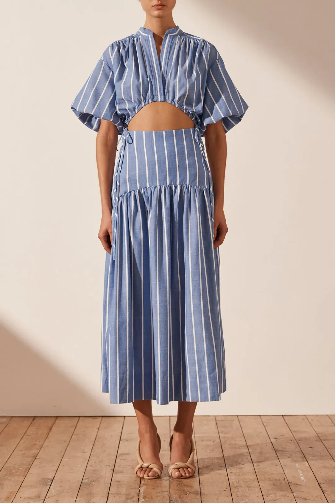 Shona Joy Deconstructed Kimberly Midi Chambray Blue Size 8 for rent on The Volte - main image