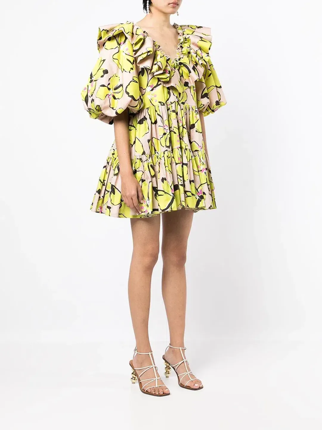 Aje Ruffle Mini Dress Print Size 8 for rent on The Volte - main image