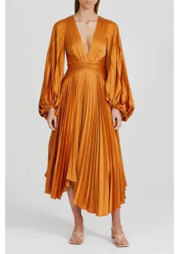 Acler Palms Midi Dress Turmeric Size 8 for rent on The Volte - image 1