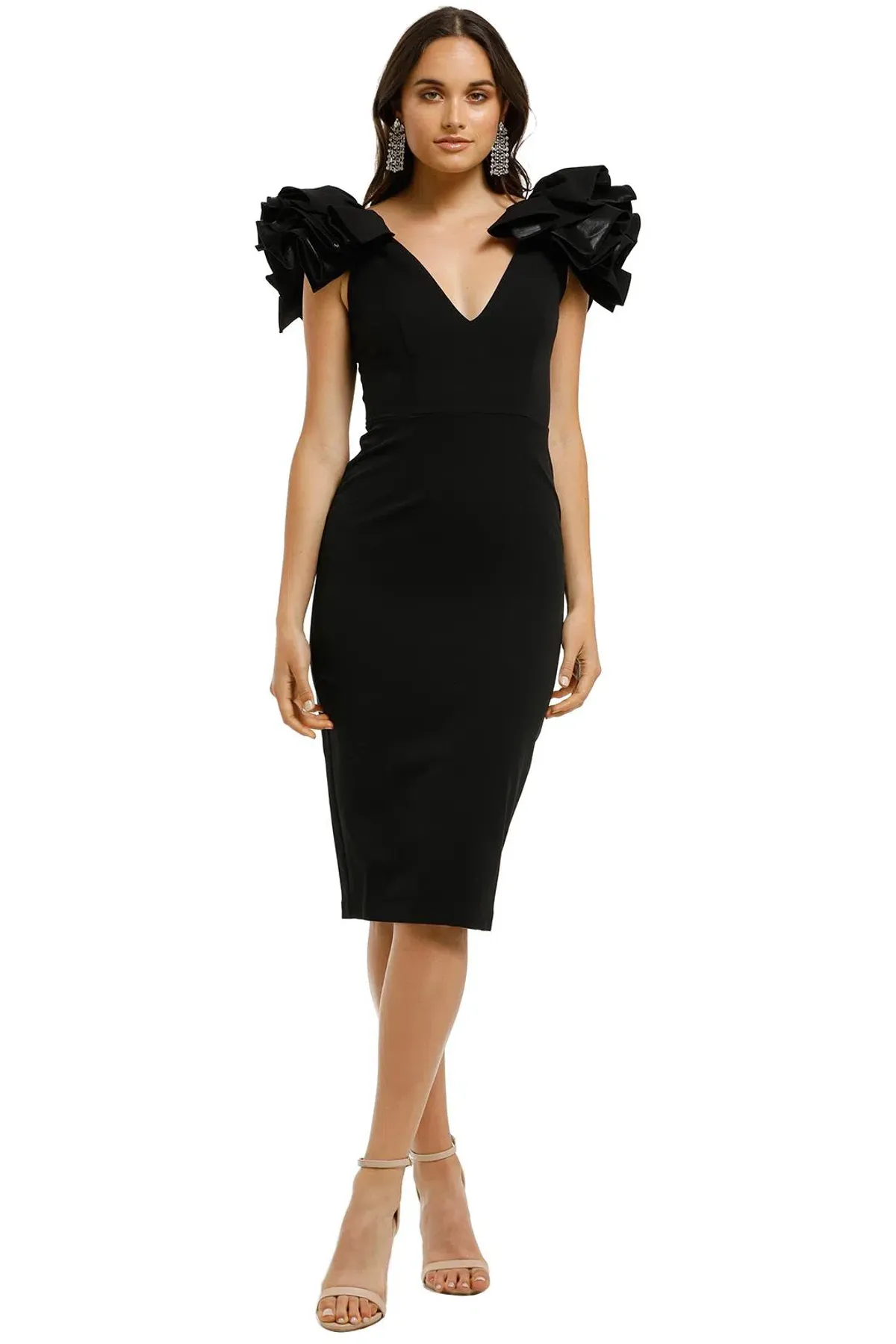 Bianca and Bridgett Lilly Midi Dress in Black in Size 8 for rent on The Volte - main image