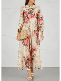 Zimmermann Heathers Plunge Long Dress Garden Floral Size 1 / AU 10  for rent on The Volte - image 1