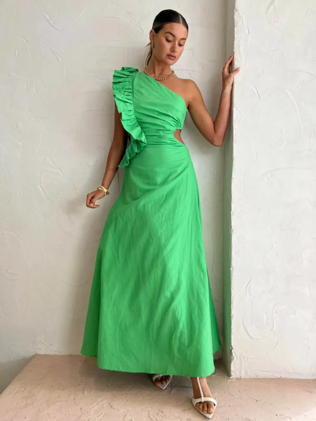 By Nicola Adrift Midi Dress in Parakeet Green Size 8 for rent on The Volte - main image