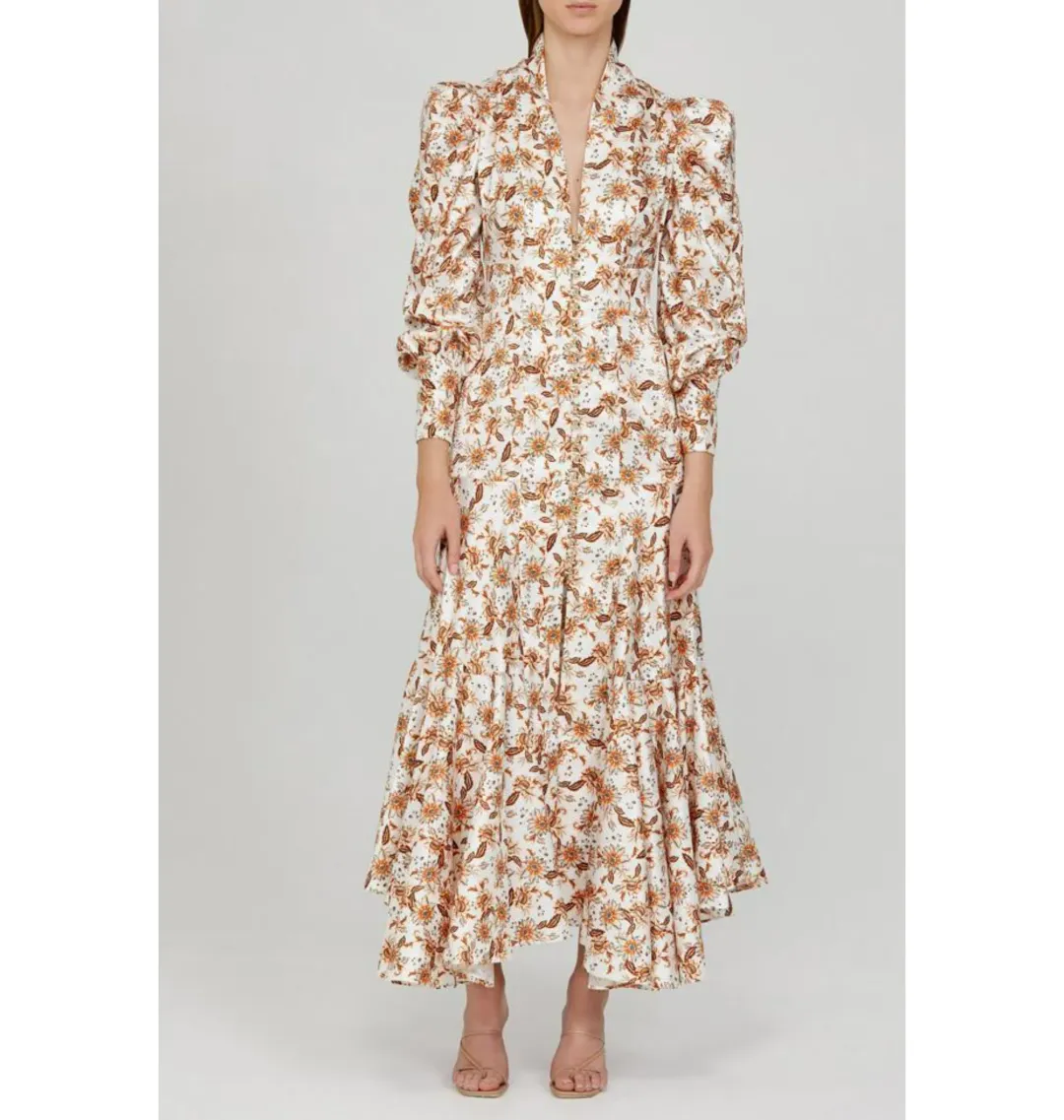 Acler Horrock Ivory Wallpaper Dress Floral Print Size AU 12  for rent on The Volte - main image