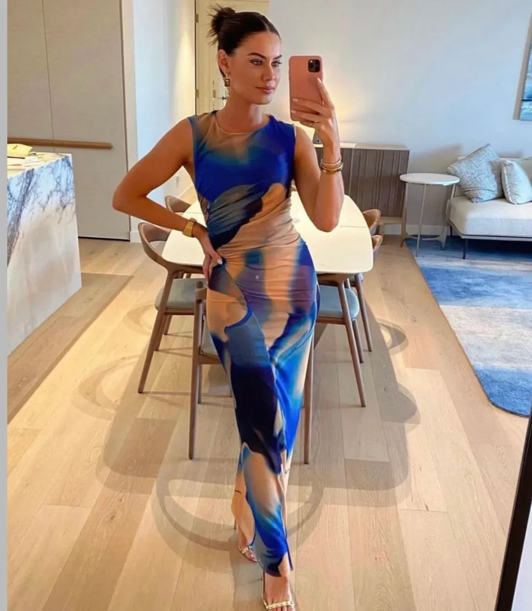 Scanlan Theodore Italian Watercolour Print Dress Blue Size 8 / S for rent on The Volte - main image