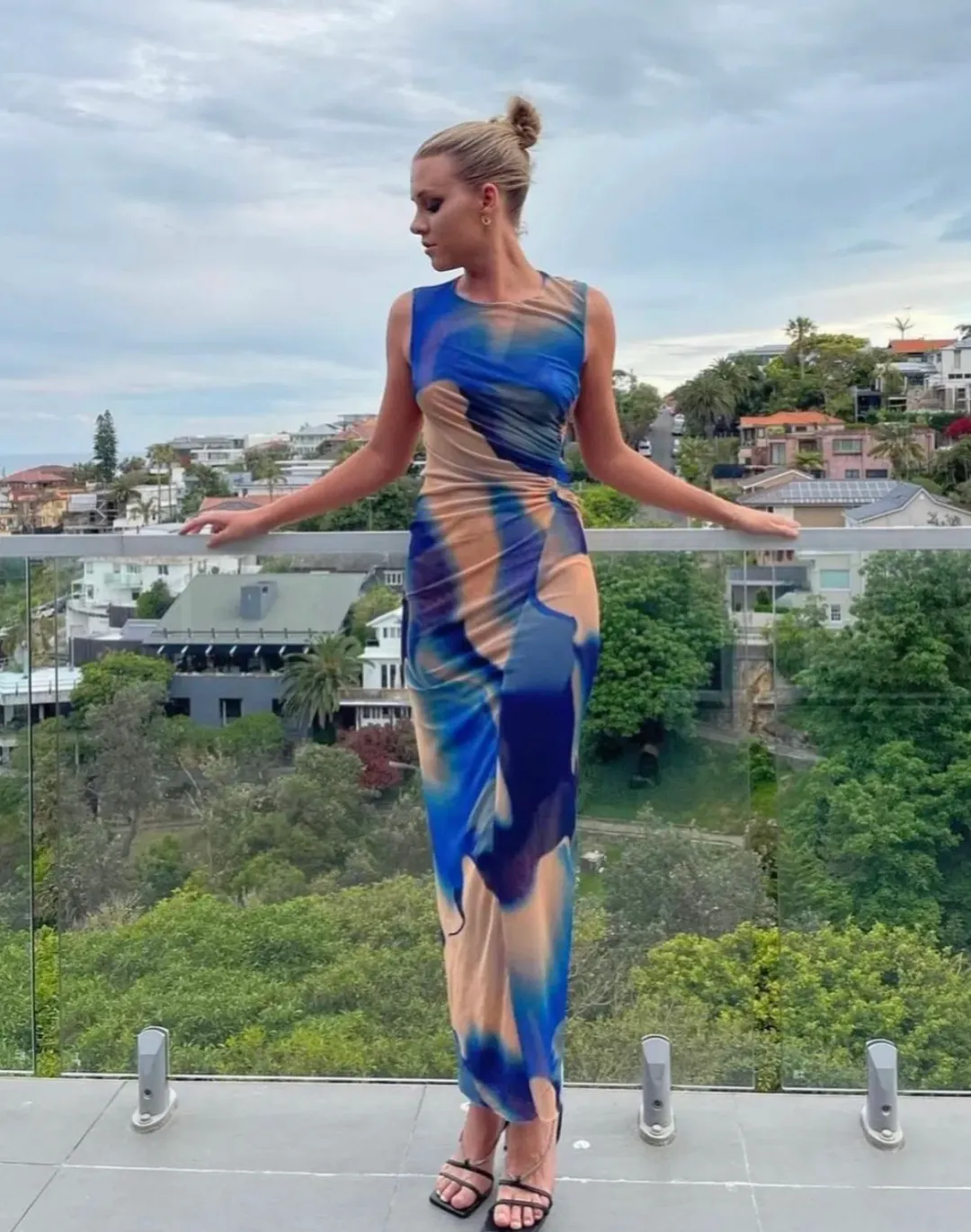 Scanlan Theodore Italian Watercolour Print Dress Blue Size 8 / S for rent on The Volte - main image