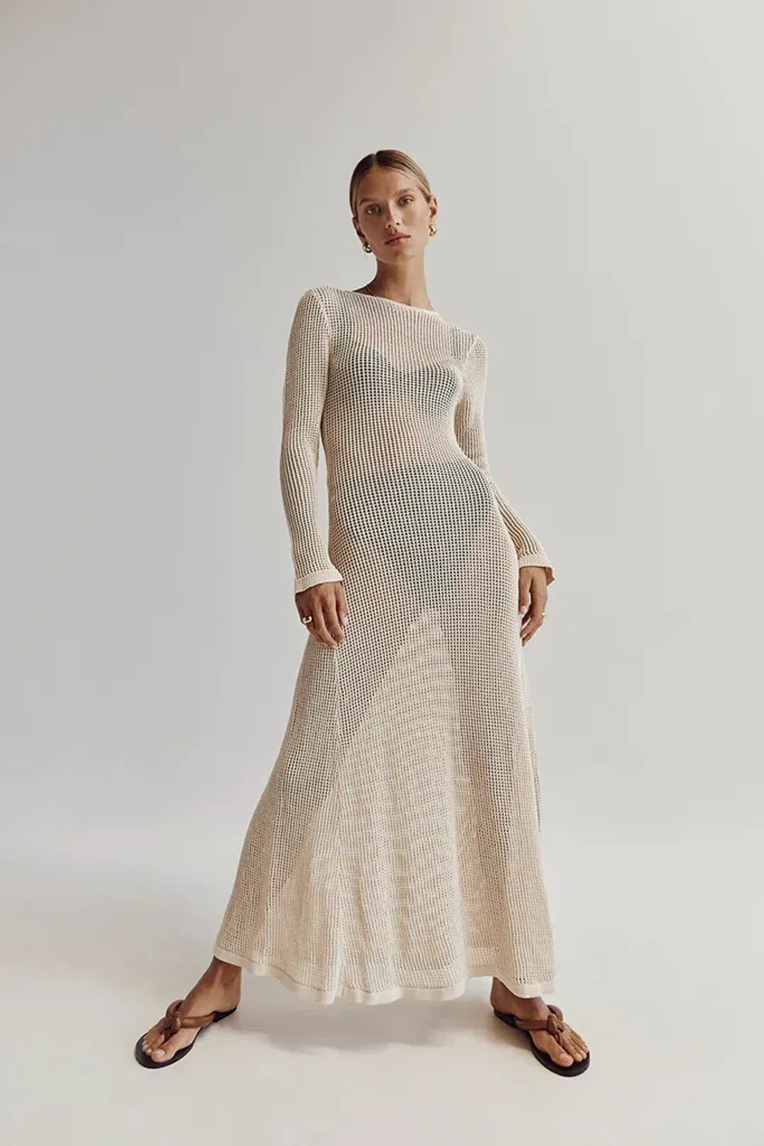 DISSH Ophelia Long Sleeve Crochet Maxi Dress Natural Size 10 / M for rent on The Volte - main image
