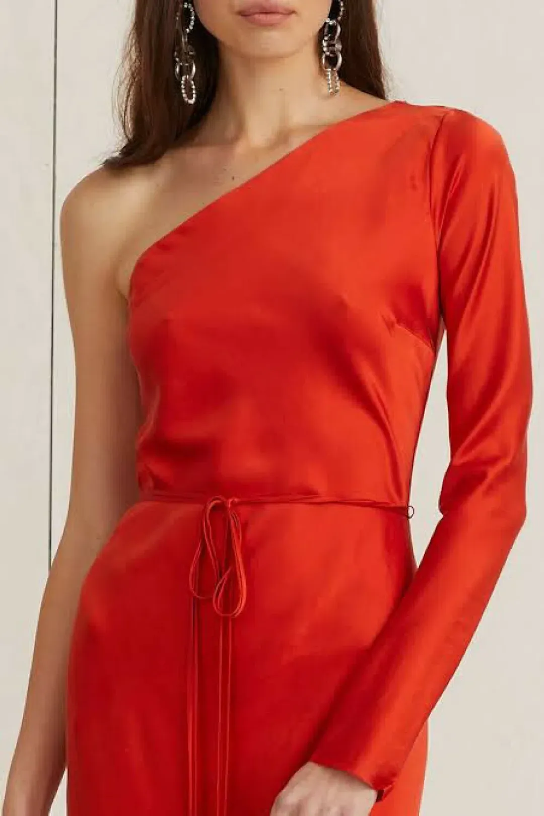 Bec & Bridge One Shoulder Midi Dress in Fire Orange Size 8 for rent on The Volte - main image