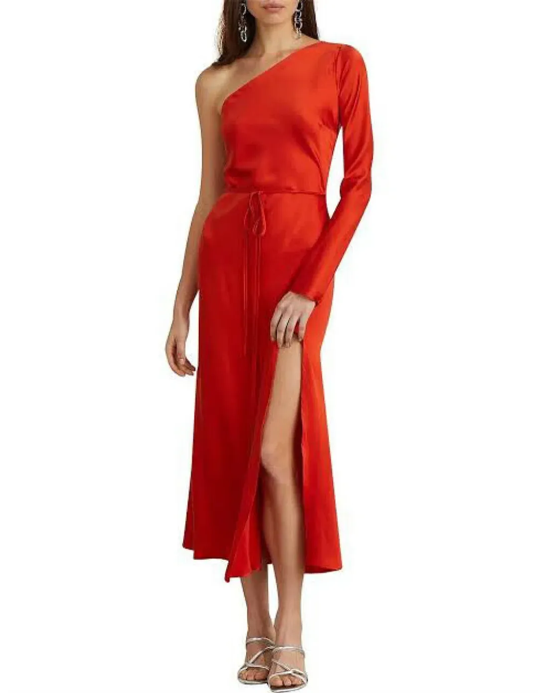 Bec & Bridge One Shoulder Midi Dress in Fire Orange Size 8 for rent on The Volte - main image