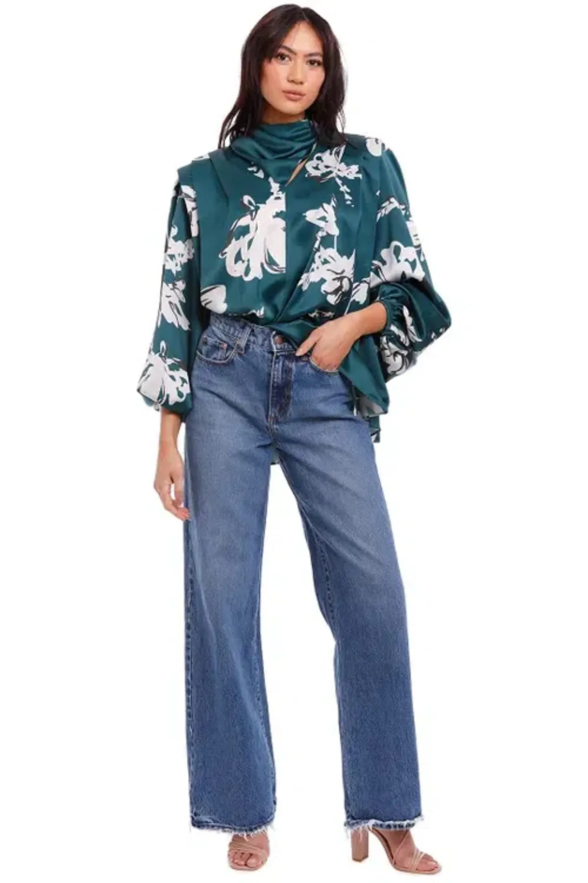 Aje Efflorescent Blouse in Green Size 10 for rent on The Volte - main image