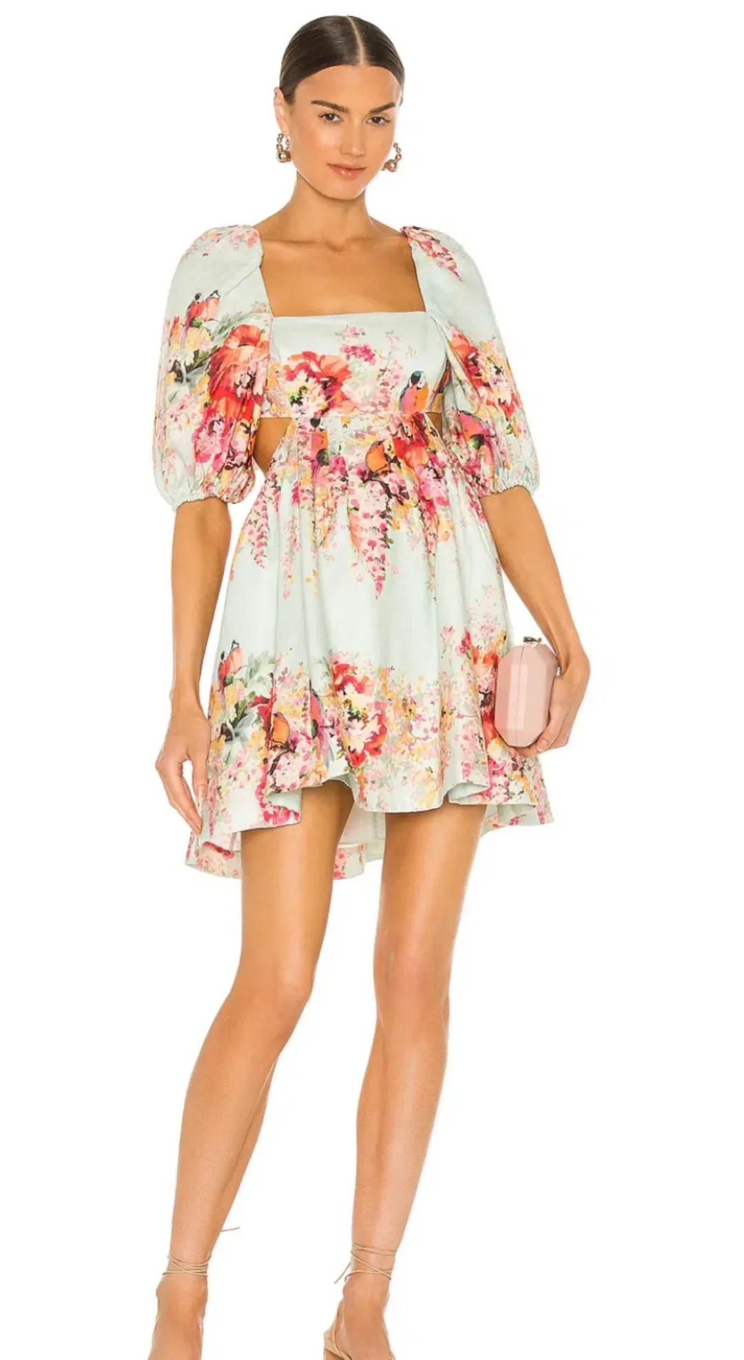 Zimmermann Mae Cut Out Mini Dress Floral Size 1 / AU 10 for rent on The Volte - main image