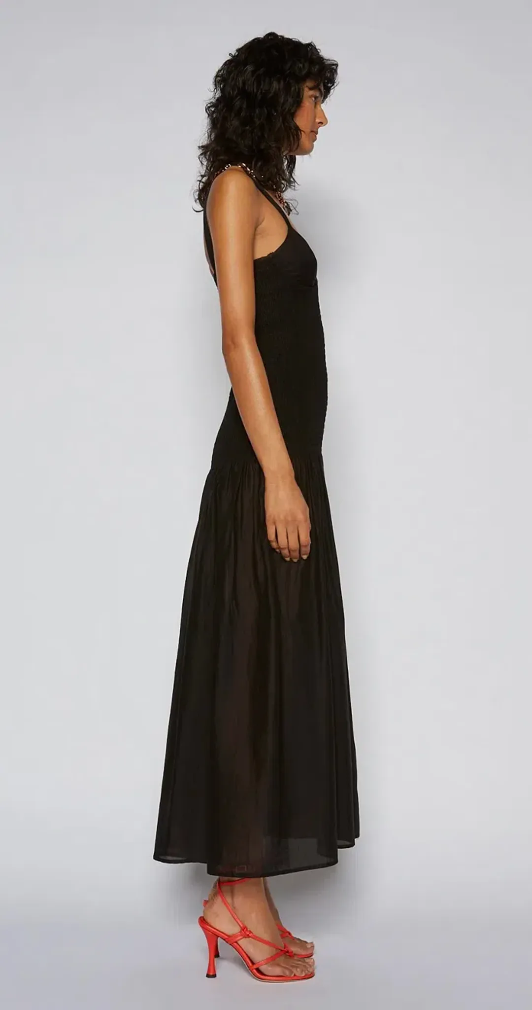 Scanlan Theodore Cotton Bralette Midi Dress Black Size 8 / S for rent on The Volte - main image