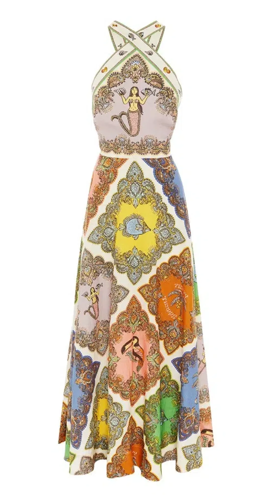 Alemais Trippy Troppo Halter Midi Dress Multi Size 8 for rent on The Volte - main image