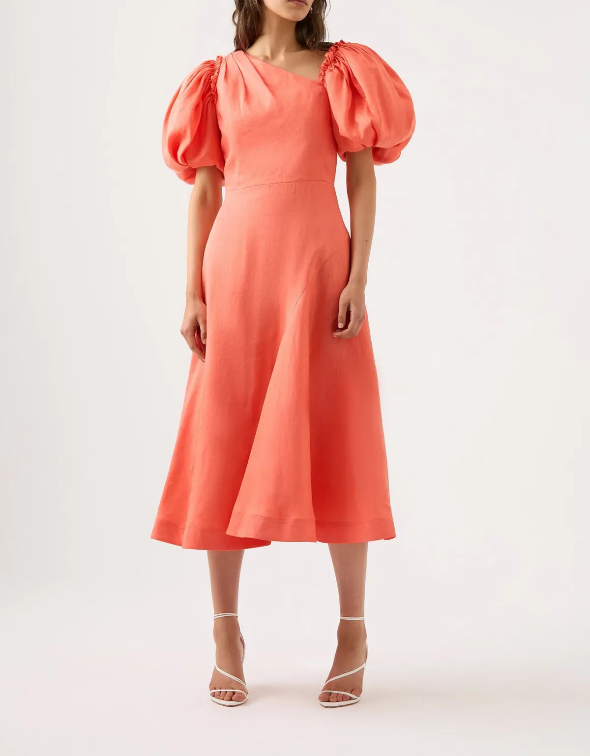 Aje Maia Off Shoulder Midi Dress Orange Size AU 14 / XL for rent on The Volte - main image