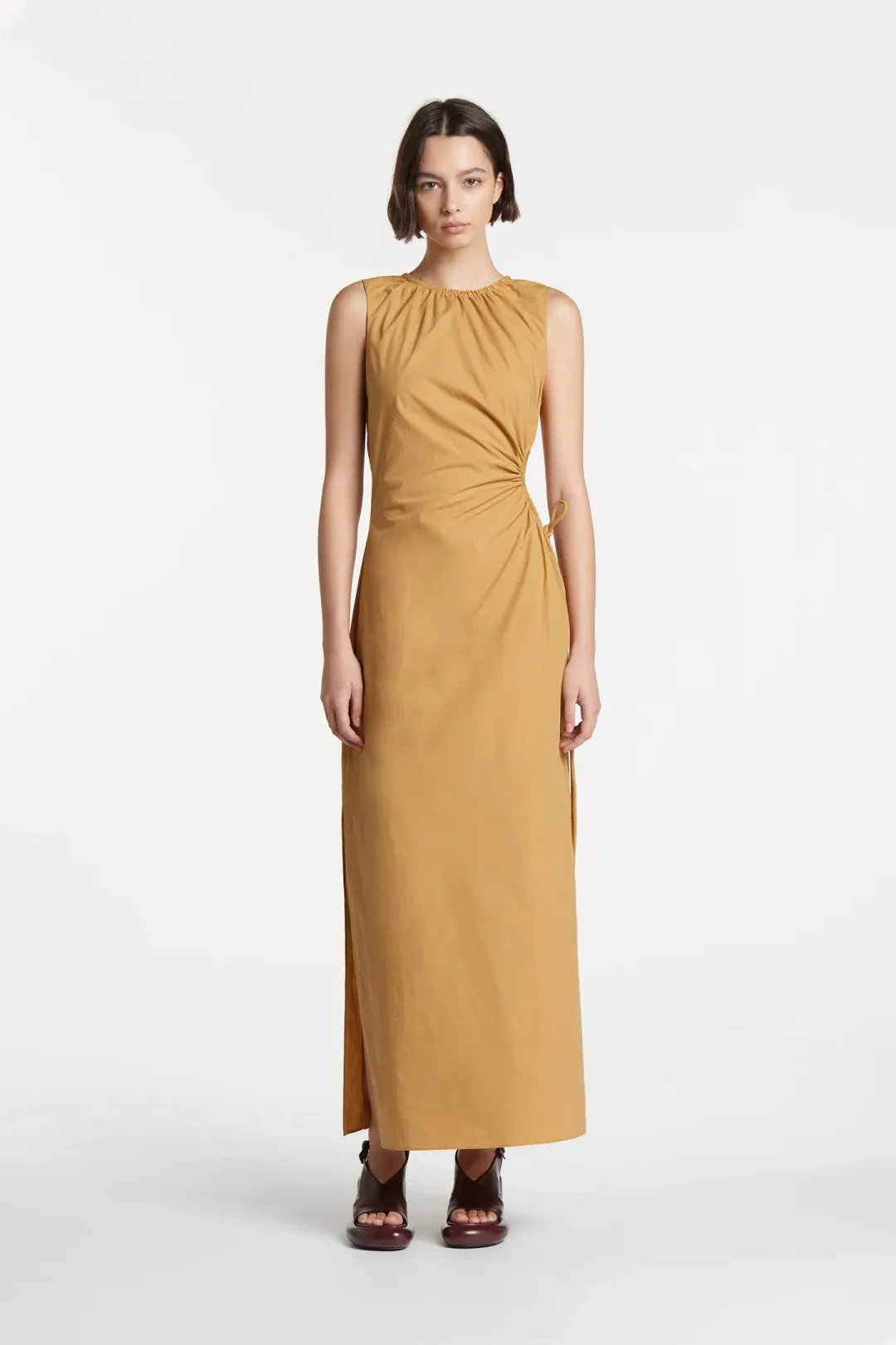 Sir the Label Dion Cut Out Detail Dress Camel Brown Size AU 10 for rent on The Volte - main image