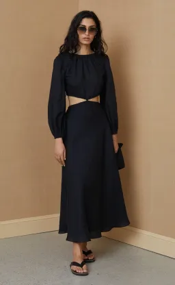 Bec & Bridge Madeleine Black Cut-Out Midi Dress Black Size 8  for rent on The Volte - image 1