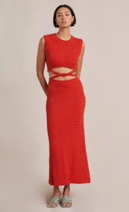 Bec & Bridge Effie Knit Cut Out Maxi Dress Red Size 10  for rent on The Volte - image 2