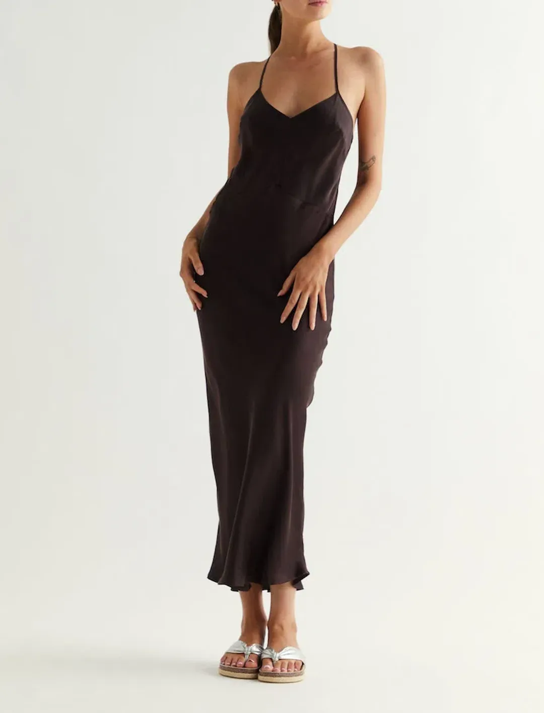 Flannel Hannah Long Slip Dress Chocolate Size M/Au 10  for rent on The Volte - main image