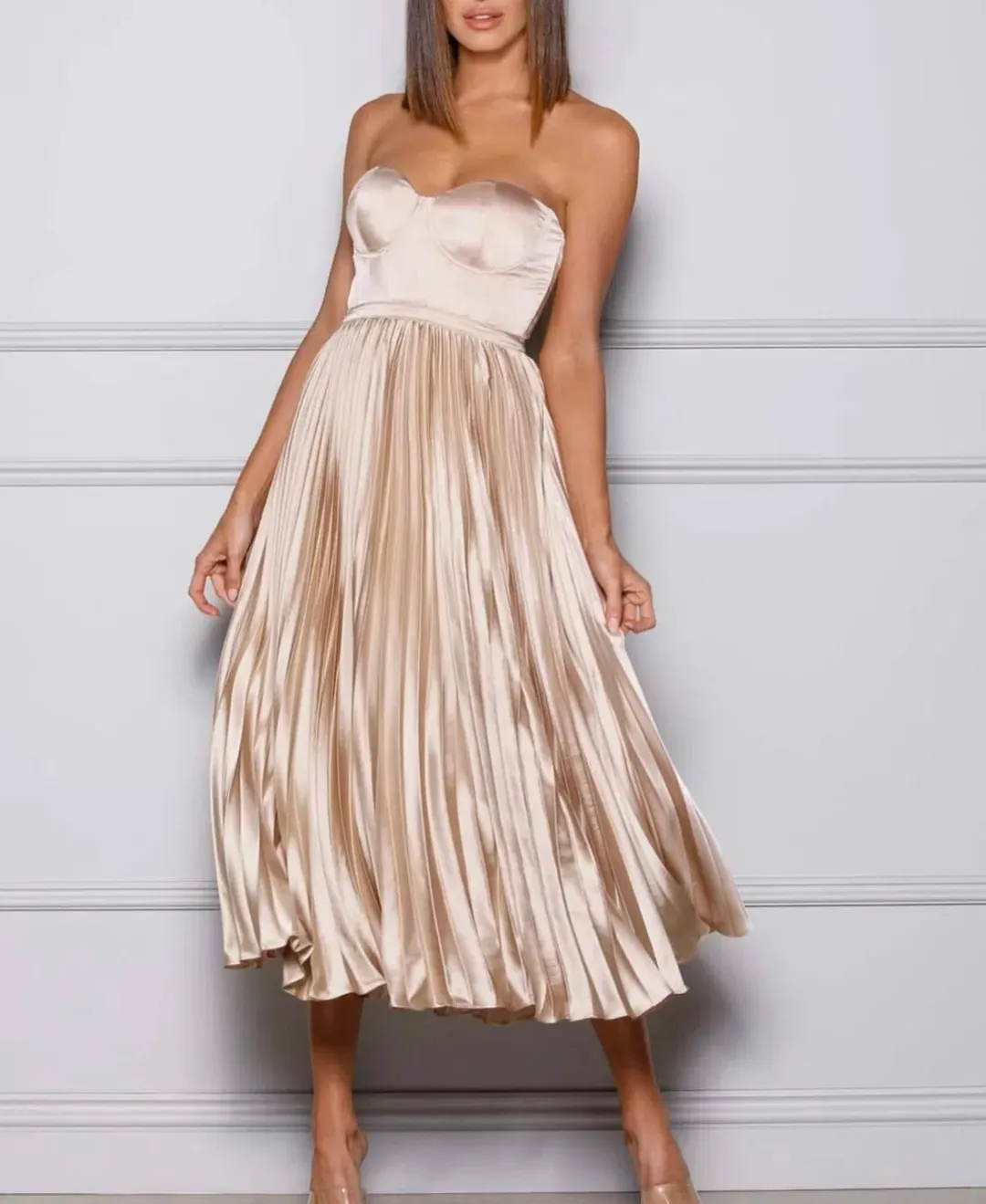 Elle Zeitoune Milan Dress in Champaign Size AU 6  for rent on The Volte - main image