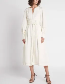Aje Radiance Belted Midi Dress in Ivory Size AU 6  for rent on The Volte - image 1
