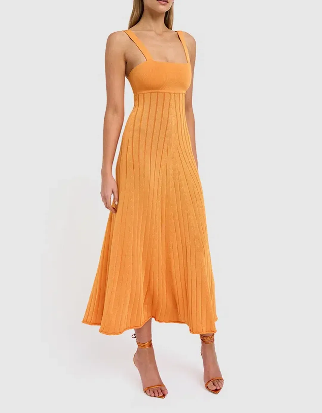 By Johnny Adelita Knit Midi Dress Orange Size 8 for rent on The Volte - main image